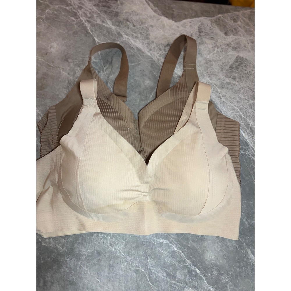Unbranded | Ribbed Wireless Comfort Bra Set | Large || Nude Tan|